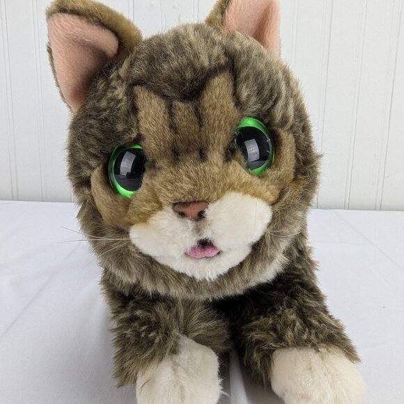 Cuddle Barn Other - Cuddle Barn Lil Bub Kitty Cat Plush 12" Stuffed Animal Brown Tabby Green Eyes